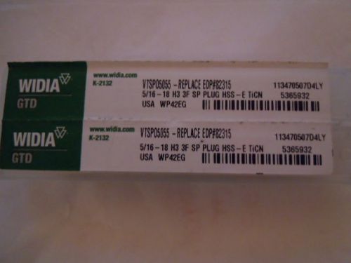 Widia - 5/16 -18 h3 3f sp  plug hss - e  ticn      (2pcs ) for sale