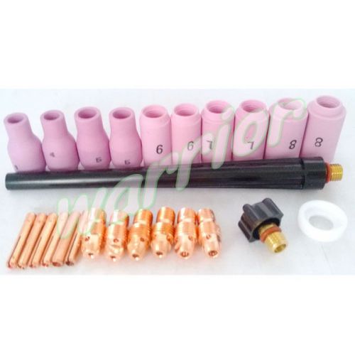 25pcs TIG Welding Torch Consumables kit for WP 9 20 25 Alumina Nozzles Back Cap