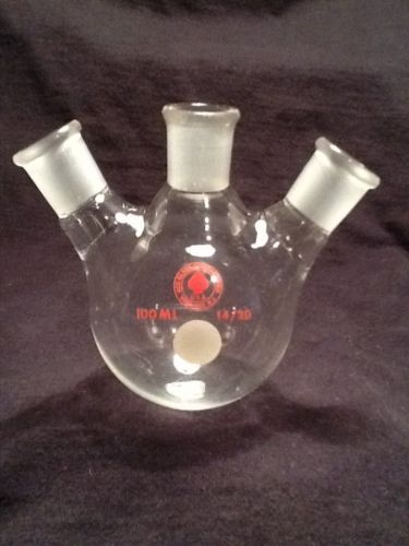 Ace glass 100ml angled 3-neck round bottom flask with 14/20 joints for sale