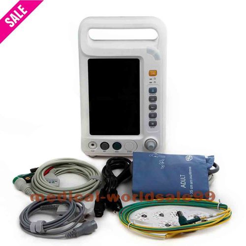 7&#034; ICU CCU 5-Parameter Vital Sign Monitor Patient Monitor ECG, NIBP, SpO2