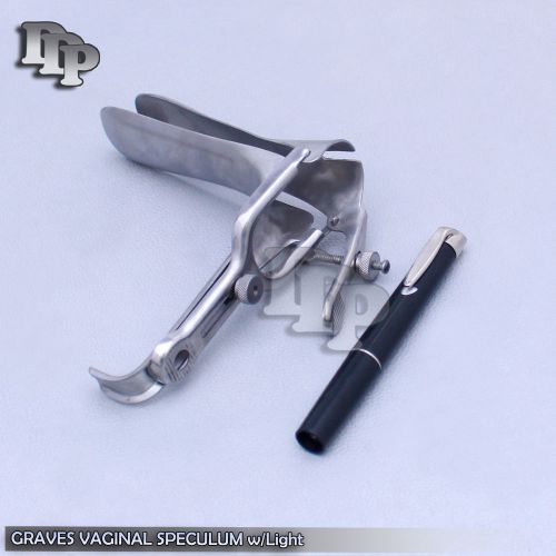 Graves Vaginal Speculum Large w/Light Ob/Gyneclogy Inst BLACK