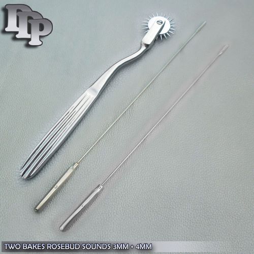 Two Pcs Bakes Rosebud Urethral Sounds 3MM &amp; 4MM PINWHEEL