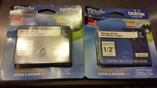 GENUINE BROTHER TZ-231 TZE-231 (2 CARTRIDGES IN PACK) 1/2&#034; BLACK ON WHITE TAPE