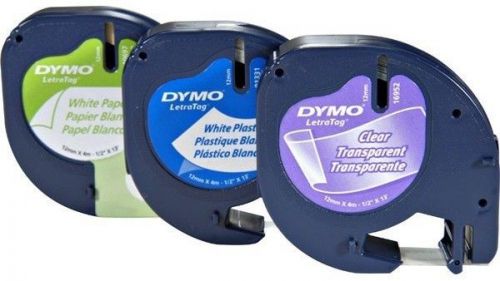 3PK Dymo 12331 Letra Tag Variety Pack 1-PAPER, 2-PLASTIC Labels LetraTag LT QX50