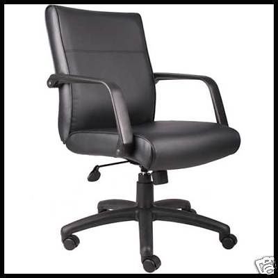 Conference chairs office room black leather mid back for sale