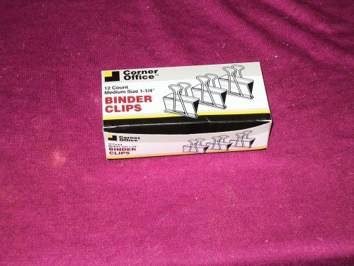 CORNER OFFICE BINDER CLIPS 12 Count Medium Size 1-1/4&#034;