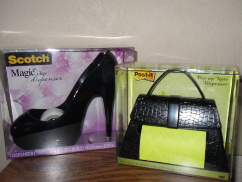 Scotch tape high heel  shoe &amp; post it purse dispensers free ship! for sale