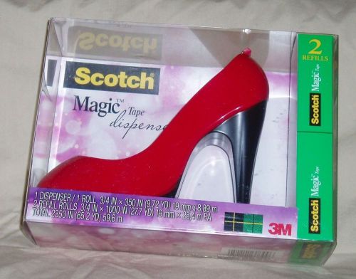 Red High Heel Shoe Scotch tape dispenser with 3 rolls Scotch tape