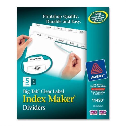 Avery Big Tab Index Maker Clear Label Divider - 5 x Tab-s-/Set 8.50&#034;