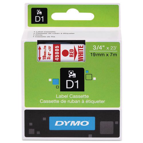 D1 standard tape cartridge for dymo label makers, 3/4in x 23ft, red on white for sale