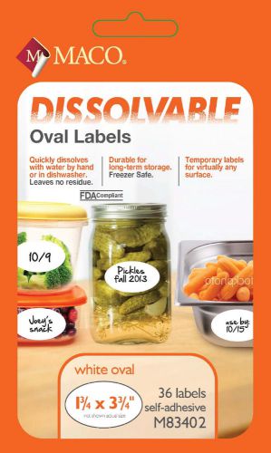 BTGO Amazing Dissolvable Labels 1 3/4&#034; x 3 3/4&#034; Oval White 36 Labels M83402