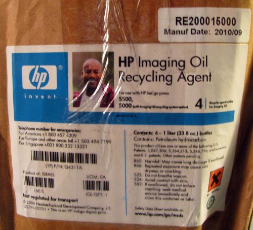 4 BOTTLES OF HP Q4311A INDIGO RECYCLING AGENT DIGITAL PRESS 3550 5500