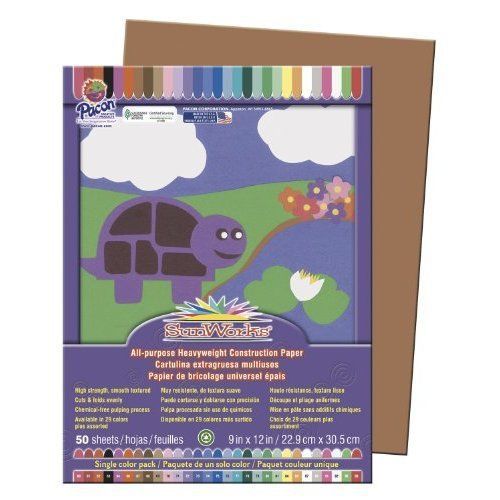 SunWorks Construction Paper, 9&#034;X12&#034;, Brown, 50 Sheets