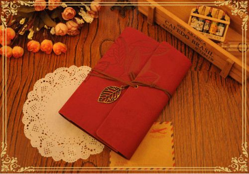 Retro vintage light brown pu leather notebook diary journal travel gift for sale