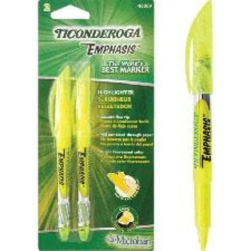 Dixon ticonderoga pocket style highlighter yellow 2 count for sale