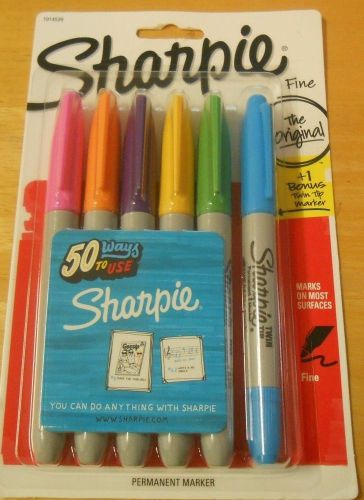 6 Pack Sharpie Fine Point The Original Colored Permanent Markers Blue Purple +