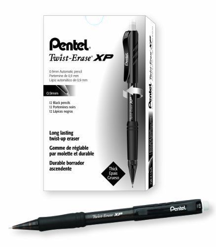 Pentel QE419A Twist-erase Express Mechanical Pencil, 0.9 Mm, Black Barrel