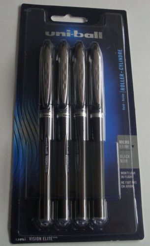 4 UNIBALL Vision Elite Superfine 0.5mm Black PENS CHECK SAFE