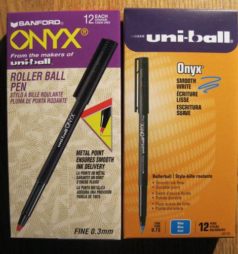 NEW Sanford Uni-Ball Blue &amp; Red Onyx Rollerball Pens Fine Point 1 Dozen of each