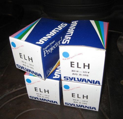 4 Sylvania ELH Tungsten Halogen 120V 300W Kodak Slide Projector Lamp Light Bulb