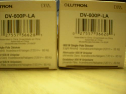 Lutron 600W Single Pole Dimmer DV-600P-LA   (LOT of 2)  Lt Almond