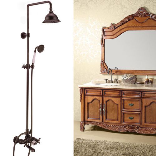 Modern antique copper rainshower head &amp; handshower &amp; tub spout set free shipping for sale