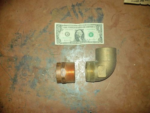 2&#034; copper x male wrot adapter &amp; 2&#034; cast copper x male elbow (lot of 2 adapters) for sale