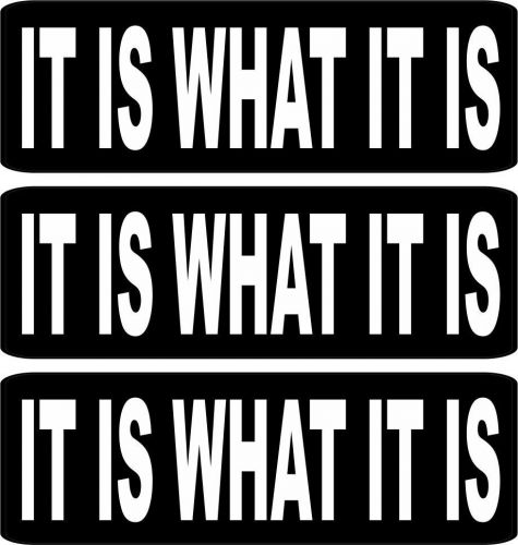 3 - it is what it is helmet/hard hat/motorcycle sticker 1x3&#034; hs-401 for sale