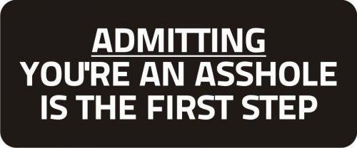 3 - Admitting You&#039;re An A$$hole Hard Hat / Biker Helmet Sticker  BS024