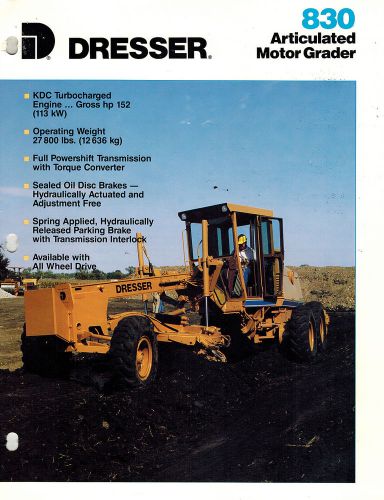 DRESSER VINTAGE 830 ARTICULATED MOTOR GRADER  BROCHURE 1991