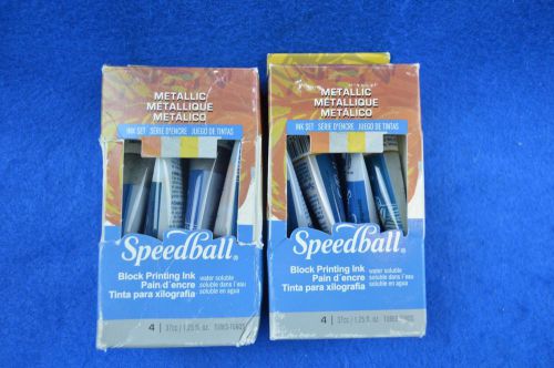 Lot of 2 packages Speedball Metallic Block Printing Ink - 4 per package