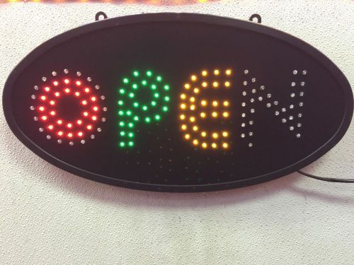 Open led sign 19&#034;x10&#034; animated with power on/off switche oval for sale