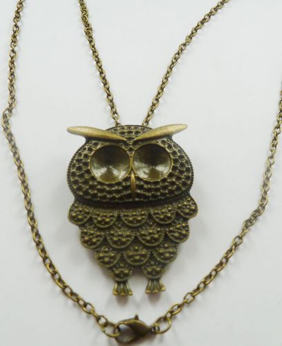 Lots of 10pcs bronze plated owl costume necklaces pendant 647mm for sale