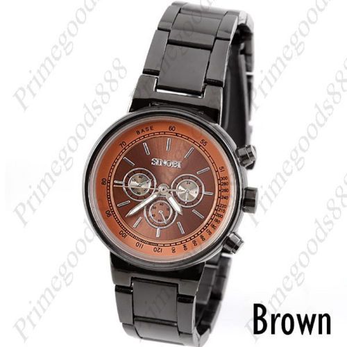 Stainless Steel Sub Dial Wrist Lady Ladies Quartz Wristwatch Women&#039;s Black Brown