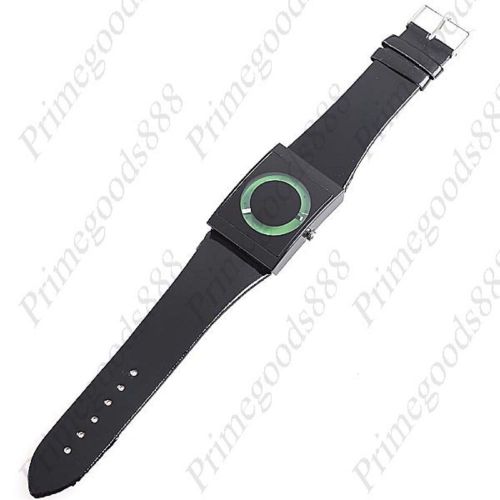 Green dial black background synthetic leather quartz wrist wristwatch women&#039;s for sale