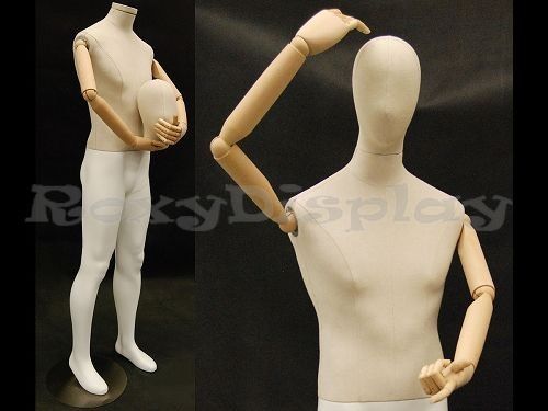 Fiberglass Male Egg Head Mannequin Dress Form Display With Linen cover #VIN21