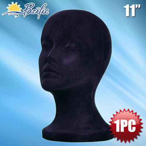 11&#034; styrofoam foam black velvet mannequin manikin head display wig hat glasses for sale