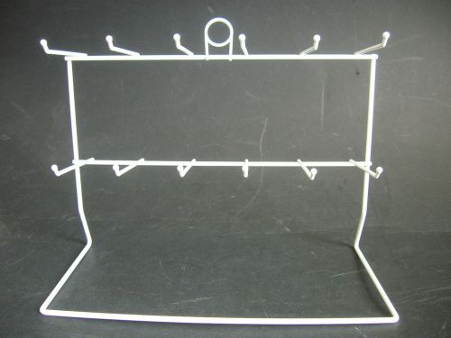 2 Tier 12 Single Peg Hook Counter Display Rack for Small Items White NIB