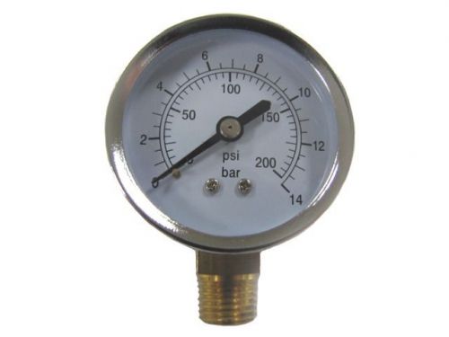 Air Compressor Pressure / Hydraulic Gauge 2&#034; Face Side Mount 1/4&#034; NPT 0-200 PSI