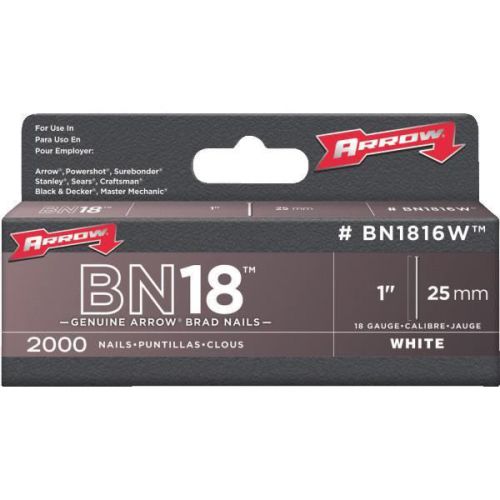 Arrow Fastener BN1816WCS Arrow Brads-1&#034; WHITE BRAD