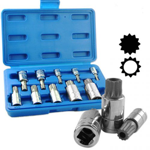 New 10 pc xzn triple square spline bit tamper proof socket set 12 points mm for sale