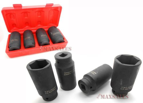 4PC 1/2&#034; DR. DEEP SPINDLE AXLE NUT SOCKET SET METRIC