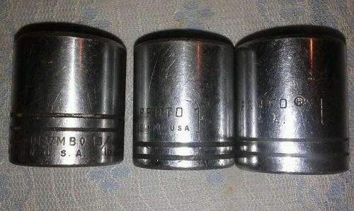 3 vtg.proto &amp; plvmb (plumb) 1/2&#034; drive 1&#034;,1&#034;,&amp; 13/16&#034; sockets for sale