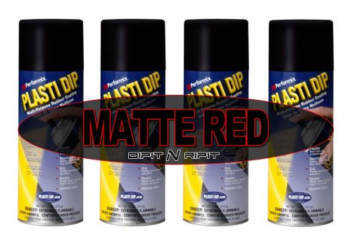 Performix Plasti Dip 4 Pack of Matte Red Spray Can Rubber Dip Coating 11oz