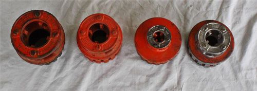 Lot of 4 Vintage Ridgid 12-R Pipe/ Bolt Threader Die &amp; Head 1 1/2&#034;,1&#034;, 3/4&#034;, 1/4