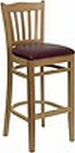 NEW  NATURAL OAK  WOOD RESTAURANT BARSTOOLS  BURGUNDY SEAT LOT OF 10 BAR STOOLS