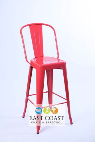 New Oversized Red Viktor Tolix-Style Steel Restaurant Bar Stool