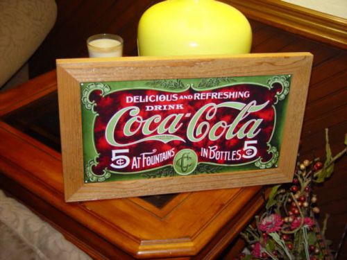 COCA COLA CUSTOM CEDAR FRAMED RETRO STARBURST TIN 1900&#039;S  BAR DISPLAY SIGN