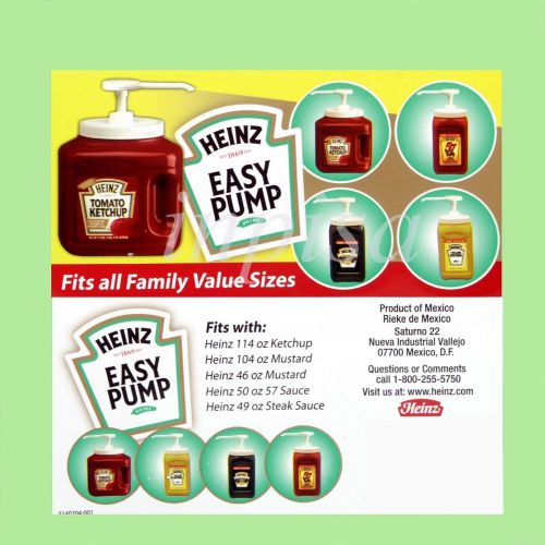 HEINZ 1 EASY PUMP DISPENSER FOR 49oz - 114oz  KETCHUP, MUSTARD, MAYO, SAUCE