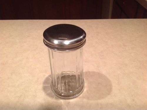 Retro Style Sugar Shaker Holder Glass Metal Lid with Flip Cap Pourer Dispenser